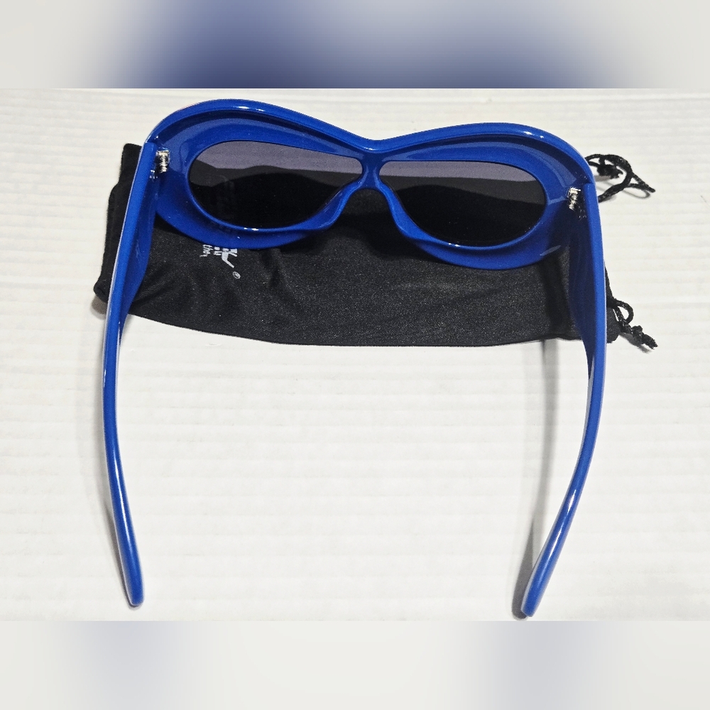 Blue Unique Balloon Thick Racer Shield Retro Sunglasses - Picture 3 of 5